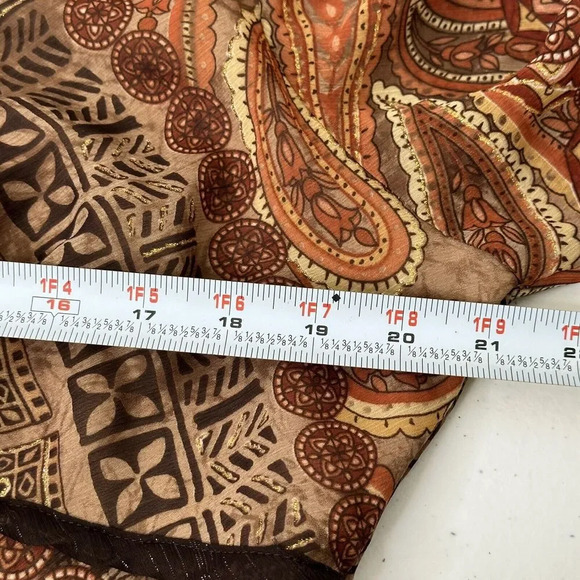 90s Y2K Vtg Talent Top 1XL Paisley Boho Fairy Grunge Whimsigoth Sheer V neck - Picture 10 of 12